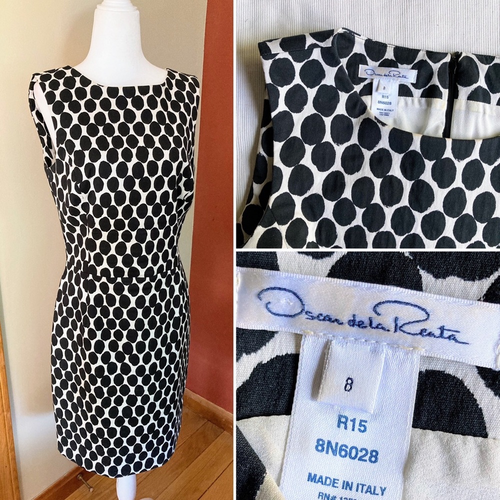 Oscar de la Renta Made in Italy polka dots sheath dress Size S